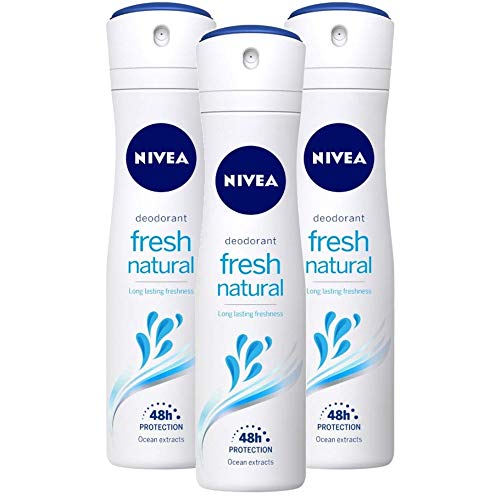 Nivea Longlasting 48 Hours Freshness Body Spray - Fresh Natural, 3 Packs x 147.86 ML / 5 Fl. Oz