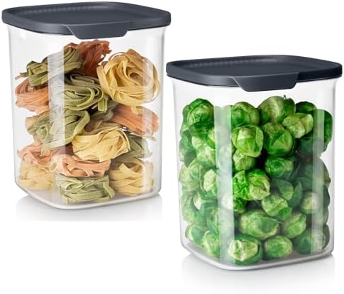 Tupperware Crystal Clear Store & Serve Collection Ultra Clear Big Square Tritan/Copolyester Food Storage Container Set, Dishwasher Safe and BPA Free (2 Containers, 2 Lids)