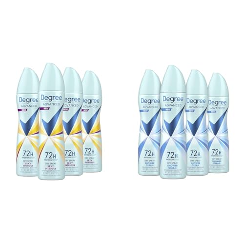 Degree Women Antiperspirant Deodorant Dry Spray Sexy Intrigue and Shower Clean, 3.8 Ounce (Packs of 4)