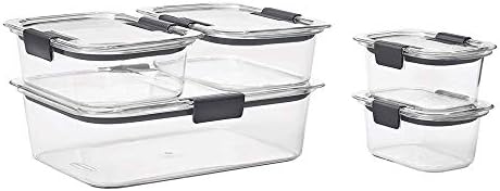 Rubbermaid Brilliance Food Storage Containers, Set of 5 (10 Pieces Total), Clear