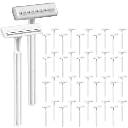 (300 Pcs) Bulk Razors Disposable With Clear Safety Cap,Disposable Razors Bulk For Men&Women,Stainless Steel Blade,Twin Blade Razor For Men,White