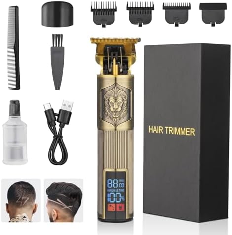 Hair Clippers for Men Professional Zero Gapped Hair Trimmer for Barber T Blade Liners Edgers Groomming Hair Clippers Cordless Rechargeable Shaver Hair Cutting Kit Beard Trimmer Gifts for Men