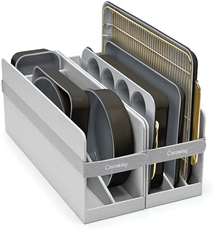 Caraway Nonstick Ceramic Bakeware Set (11 Pieces) - Baking Sheets, Assorted Baking Pans, Cooling Rack, & Storage - Aluminized Steel Body - Non Toxic, PTFE & PFOA Free - Black