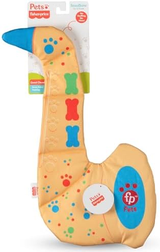 Fisher-Price for Pets SaxBone Rip and Reveal Dog Toy, Flattie Style Dog Toy with No Stuffing, Stuffing-Free Dog Toy, Bonus Toy Inside