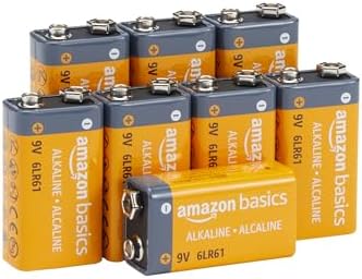 Amazon Basics 8-Pack 9V Alkaline Batteries, 5-Year Shelf Life - for Smoke/CO Detector, Electronics & Audio