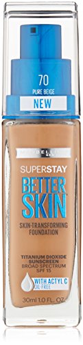 Maybelline New York Superstay Better Skin Foundation, Pure Beige, 1 Fluid Ounce