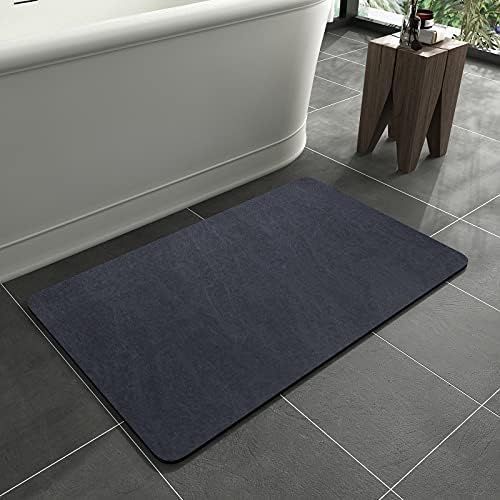 MontVoo -Bath Mat Rug-Rubber Backing Non Slip Quick Dry Absorbent Thin Bathroom Rugs Fit Under Door-Faux Suede Surface Bathroom Floor Mats-Shower Rug for in Front of Bathtub Shower Navy 17"x27.5"