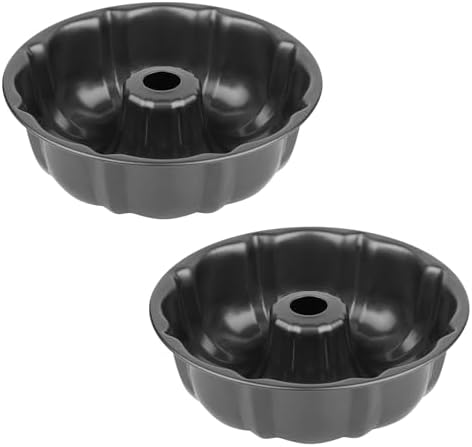 9.5" Non-stick Cake Pan, Heavy Duty Carbon Steel Fluted Tube Round Baking Pan,Buntz Pound Cake Pan Mold,Tube Bakeware,Baking Mold for Jello,Gelatin,Chocoflan,Flan - 2 PCS