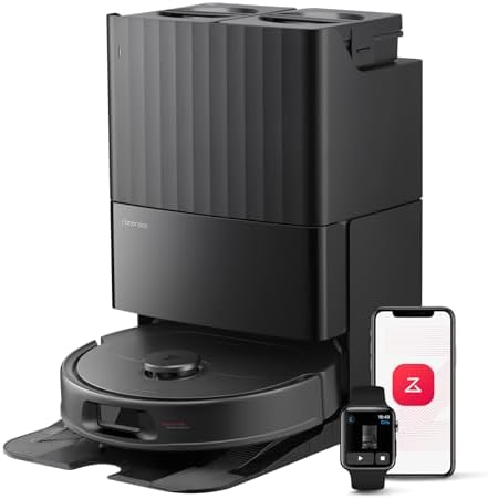 roborock QV 35S Robot Vacuum and Mop, All-in-one Vacuum Cleaner, 10,000Pa Powerful Suction, Self Emptying & Refilling, Self Mop Washing & Air Drying, Anti-Tangle Brushes for Home, Pet Hairs, Black