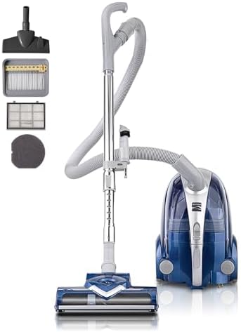 Kenmore Pet-Friendly Lightweight HEPA Canister Vacuum with Variable Modes, Retractable Cord, and Pet Brush - Blue