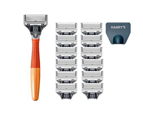Harry's Truman Wet Shave Razor / 13 Cartridges + Blade Cover, Bright Orange