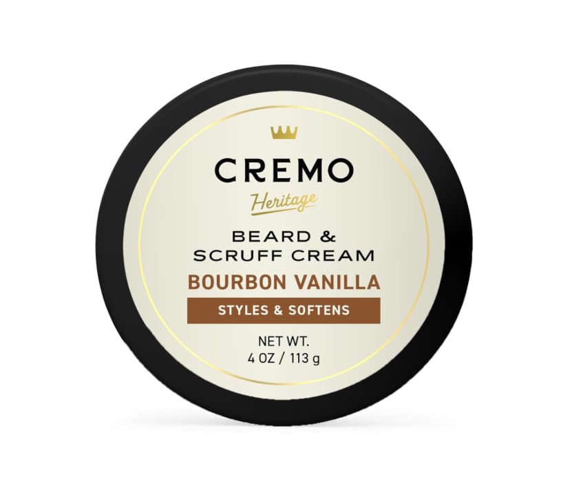 Cre-mo Beard & Scruff Cream, Bourbon Vanilla Scent, Moisturize & Condition Facial Hair 4oz