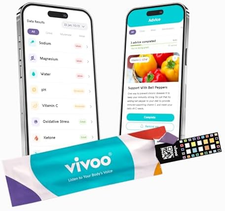 Vivoo | The #1 Urine Test Strips & Keto Strips with App | Advanced Home Tracking for Nutrition, Ketones, Hydration, pH, and More | 1 Month / 4 Tests