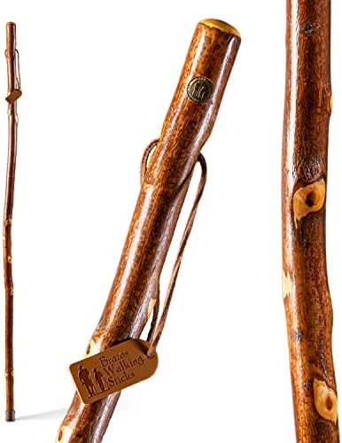 Brazos Rustic Wood Walking Stick, Hawthorn, Traditional Style Handle, for Men & Women, Made in The USA