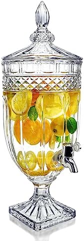 1.3 Gallon Glass Beverage Dispenser with Spigot Glass Drink Dispenser for Parties Wide Mouth Juice Beverage Server for Wedding Party Bar Leak Proof Beverage Dispenser