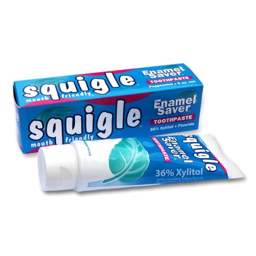 Squigle Enamel Saver Toothpaste : 36% Xylitol. with Fluoride. SLS Free. Prevents Canker Sores, Bad Breath, Perioral Dermatitis, Chapped Lips. Soothes & Protects Dry Mouths - 1 Pack