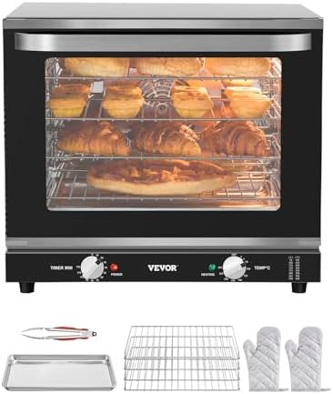 VEVOR Commercial Countertop Oven, 66L 4-Tier Toaster Ovens with Tempered Glass Door, Wire Racks Clip Tray Gloves, 2800W Electric Stainless Steel Baking Ovens for Restaurant Bakery (AC208~240V,60Hz)