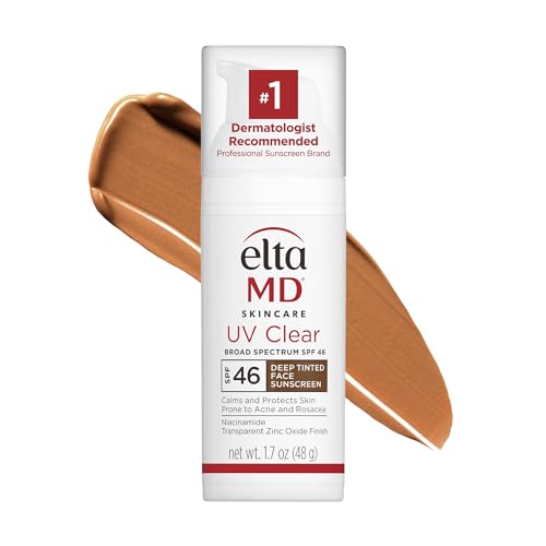 EltaMD UV Clear Tinted Face Sunscreen, SPF 46 Oil- Free Tinted Sunscreen with Zinc Oxide, Dermatologist Recommended Sunscreen, 1.7 oz Pump