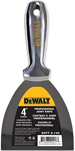 DEWALT 4" All Stainless Steel Joint Knife | One-Piece Premium Polished Metal Putty Blade | 2-404