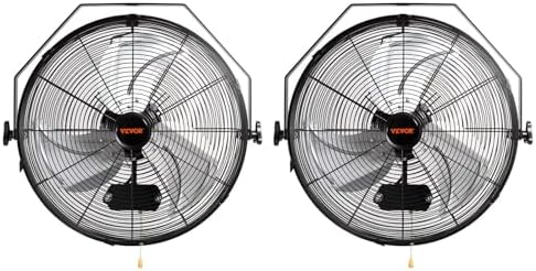 VEVOR 18 Inch Industrial Wall Mount Fan 2PCS, High Velocity 4000 CFM with 3-Speed Manual Control & 360° Tilt Adjustment, for Indoor Use, Warehouse, Workshop, Basement, and Commercial Spaces