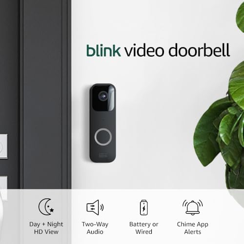 Blink Video Doorbell (newest model), Two-way audio, HD video, motion and chime app alerts and Alexa enabled β wired or wire-free (Black)
