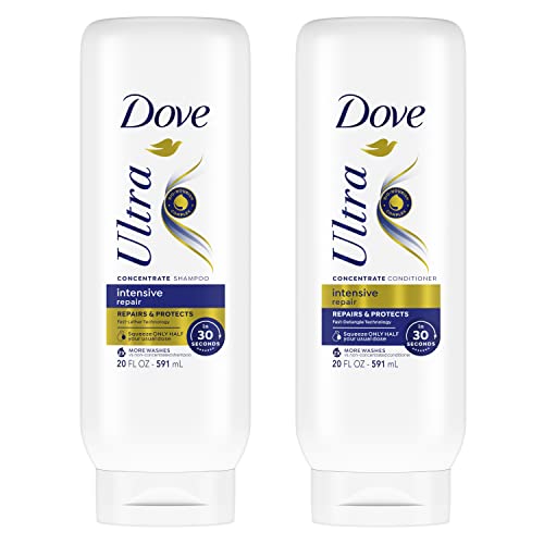 Dove Ultra Intensive Repair Concentrate Shampoo And Conditioner For Damaged Hair Repairs And Protects In 30 Seconds, Fast-Lather And Fast-Detangle Technology, 2X More Washes, Combo Pack