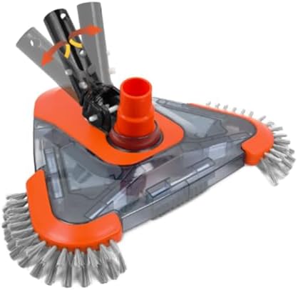 Pool Vacuum Head with Side Brush,Universal Steering Handle & Universal Rotatable Hose Adapter,Swimming Weighted Pool Brush Vac (Safe for Vinyl Liner Pool) for Inground & Above Ground Pools