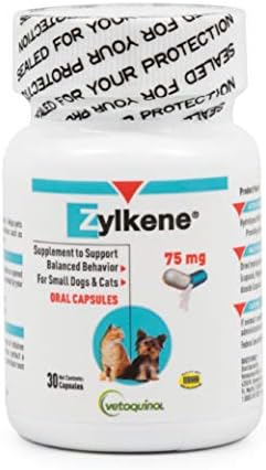 Vetoquinol Zylkene Calming Support Supplement for Small Dogs and Cats, Helps Promote Relaxation and Reduce External Stress Factors, Daily Behavioral Support and Anxiety Relief for Dogs and Cats, 75mg