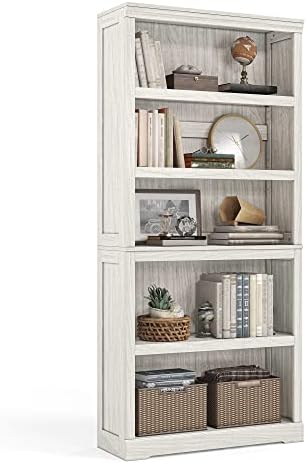 LINSY HOME 5-Shelf Bookcase, Bookshelves Floor Standing Display Storage Shelves 68 in Tall Bookcase Home Decor Furniture for Home Office, Living Room, Bed Room - White Oak