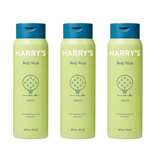 Harry's Body Wash Shower Gel for Men - Grove Scent - (3 Pack) 16 fl oz - Sensitive Skin Body Wash - No Parabens, Sulfates, or Dyes