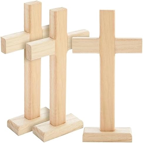 Juvale Wood Crosses for Crafts, Wooden Cross (8.7 in, 3-Pack)