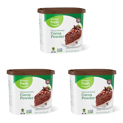 Amazon Fresh, Unsweetened Cocoa Powder, 8 Oz (Pack of 3)