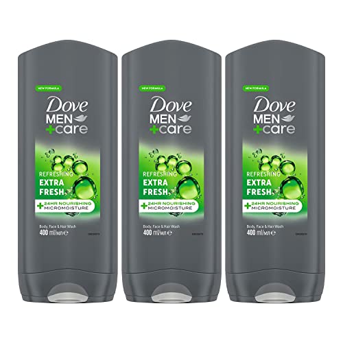 Dove Men+Care Extra Fresh body cleanser with MicroMoisture technology Body and Face Wash for hydrated and healthy skin 400 ml pack of 3