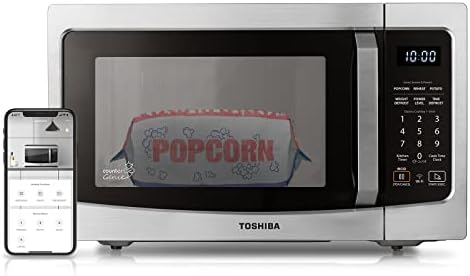 TOSHIBA ML-EM34P(SS) Smart Countertop Microwave, Sensor Reheat, Works With Alexa & Remote Control, Kitchen Essentials, Mute Function&ECO Mode, 1100W, 1.3 Cu Ft, With 12.4" Turntable, Stainless Steel