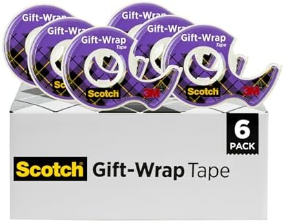 Scotch Gift Wrap Tape, Invisible, 0.75 in. x 650 in., 6 Dispensers/Pack
