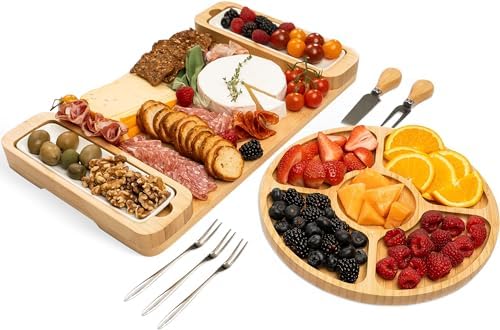 Bambüsi Charcuterie Board Gift Set - Cheese Board & Serving Tray - Bamboo Charcuterie Boards - Gifts for Women - Housewarming Gifts for New Home, Mothers Day and Wedding Gifts for Couples 2025