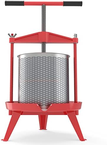 EJWOX Fruit Wine Press 3.69 Gal - Heavy-duty T-Handle & Cross-beam, Stainless Steel Juice Maker for Apple, Grape, Home Brewing