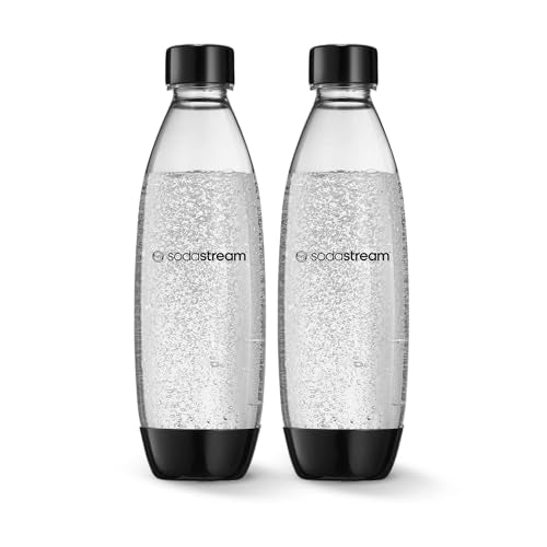 sodastream - Carbonating Bottles | Store even more fizzy drink favorites in your fridge | Dishwasher Safe | Slim Design: Fits in most car cup holders | 34 Fl Oz | Pack of 2 | Black