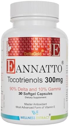 Eannatto Tocotrienols Vitamin E Supplements Tocopherol Free, Supports Immune Health, Non-GMO, Gluten Free & Antioxidant (300MG 30 Softgels)