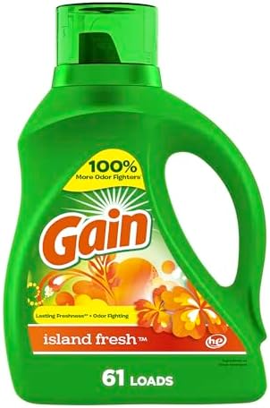Gain + Aroma Boost Liquid Laundry Detergent, Island Fresh Scent, 61 Loads, 88 oz, HE Compatible