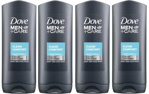 Dove Men Care Body and Face Wash, Hydrating Clean Comfort, 250 ml (8.5 fl oz), Value Bundle - Pack of 4