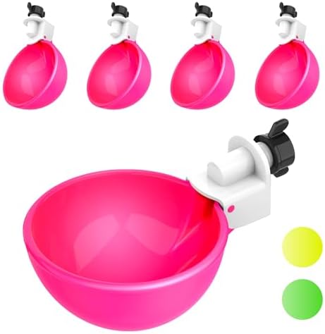 Lil'Clucker - Pink Large Automatic Chicken Waterer Cups Suitable for Ducks, Geese, Turkeys, and Bunny Rabbit - Water Feeder Kit - Poultry Waterer - Pack of 5