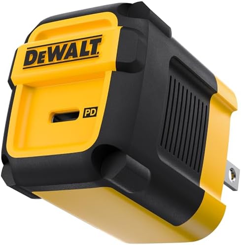 DEWALT 30W PD USB Wall Charger, Worksite USB-C Charger, Type C Fast Charger, Foldable Plug, Compatible with iPhone 16 15 14 13 12 Pro Max iPad Pro