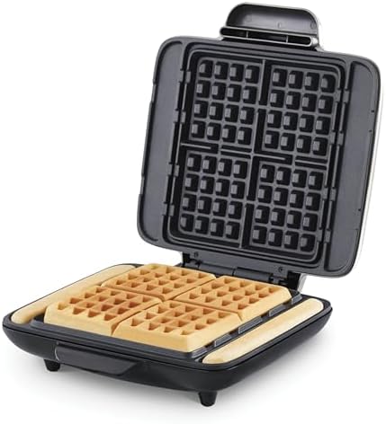 DASH No-Drip Waffle Maker - Four Waffle Molds, Nonstick Waffle Iron with Quick Heat-Up, Nonstick Surface - Perfect Waffle Maker for Kids and Families, Just Add Batter