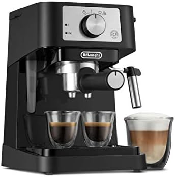 De'Longhi Stilosa Manual Espresso Machine, Compact Coffee Maker, 15 Bar Pump Pressure, Manual Milk Frother Steam Wand for Authentic Single & Double Espresso, Lattes & Cappuccinos, Tamper Included