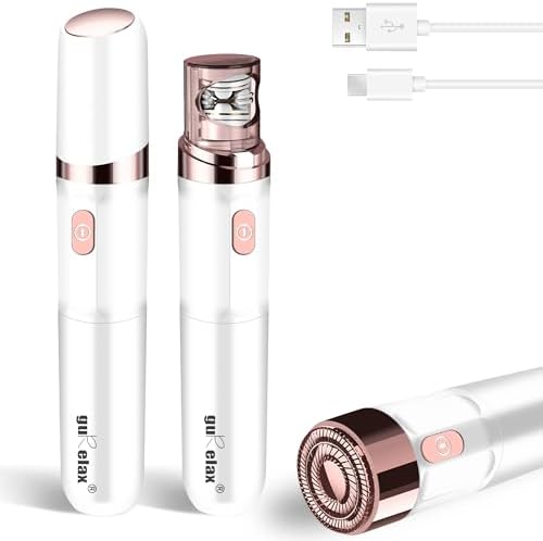 Gurelax Facial Hair Remover, Rechargeable Hair Removal Epilator for Women, 2-in-1 Electric Epilator & Shaver for Face, Finger, Portable Lipstick Styling Epilation System