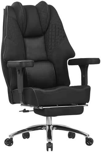 VECELO Big and Tall Office Chair 400lbs, Mesh High Back Computer Chair with Foot Rest, Ergonomic Desk Chair with Lumbar Support and Armrest, Black
