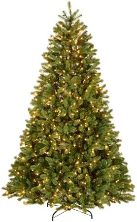 National Tree Company Pre-Lit 'Feel Real' Artificial Full Downswept Christmas Tree, Green, Douglas Fir, White Lights, Includes Stand, 7.5 feet