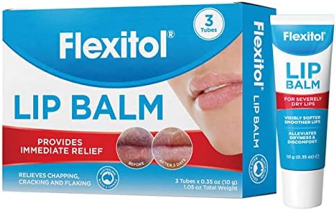 Flexitol Lip Balm, 0.35 Ounce Tube, Cream White, 3 Count (Pack of 1)