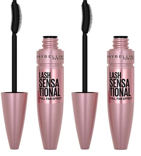 Maybelline Lash Sensational Washable Mascara, Lengthening and Volumizing for a Full Fan Effect, Very Black, 1 Count (Pack of 2)